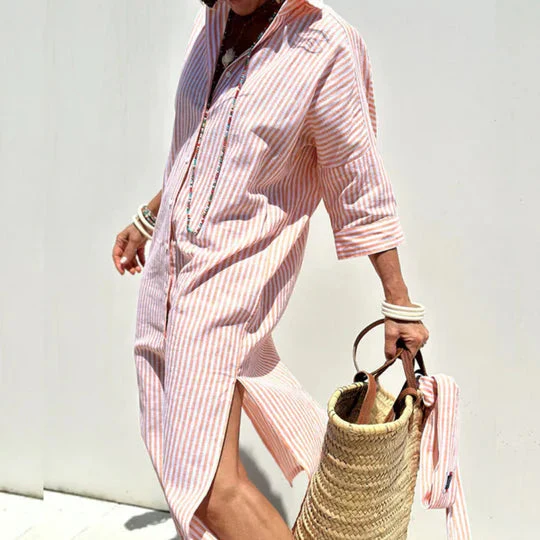 Zina | Abito Camicia A Righe Ampio E Leggero