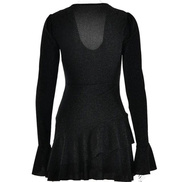 Candice | Mini Shimmer Dress with Flared Sleeves