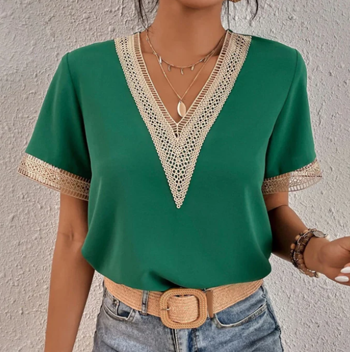 Émilienne | T-shirt z dekoltem w serek Brise D'Été