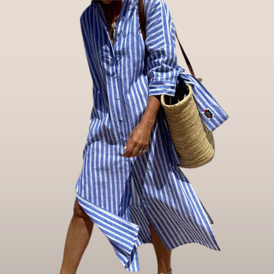 Zina | Abito Camicia A Righe Ampio E Leggero