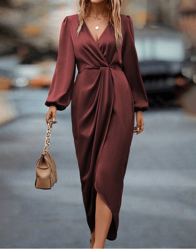 Marguerite | Chic Crossed Dress with Long Sleeves