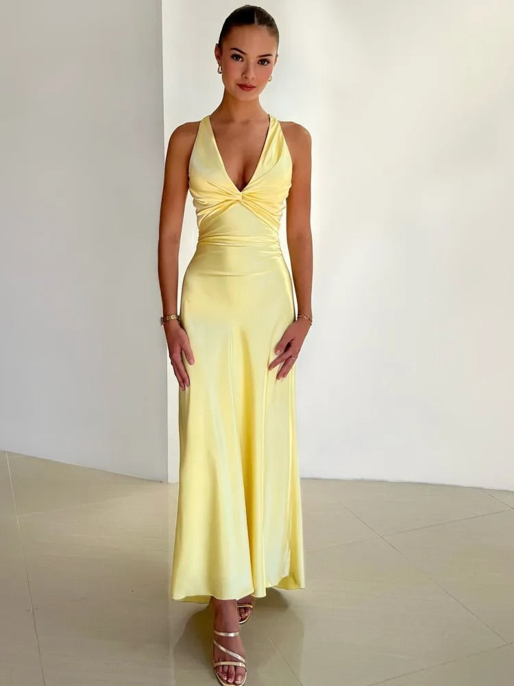 Nicole | Robe D’Été – Sans Manches Et Col En V Raffiné