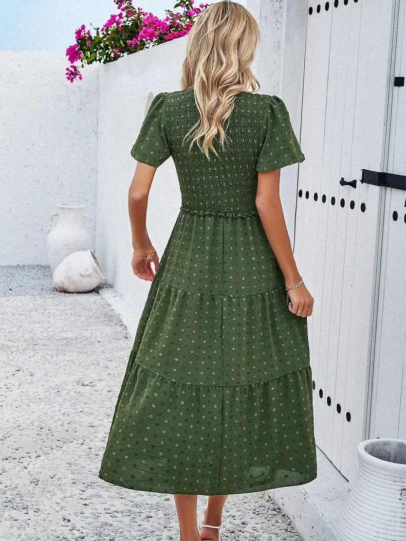 Sophie | Boheme Chic Kjole med Korte Ærmer