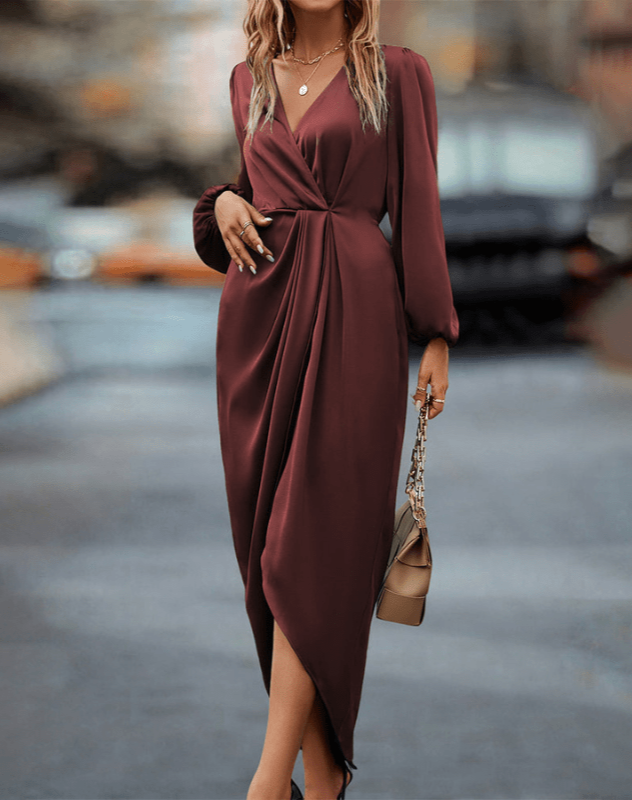 Marguerite | Chic Crossed Dress with Long Sleeves