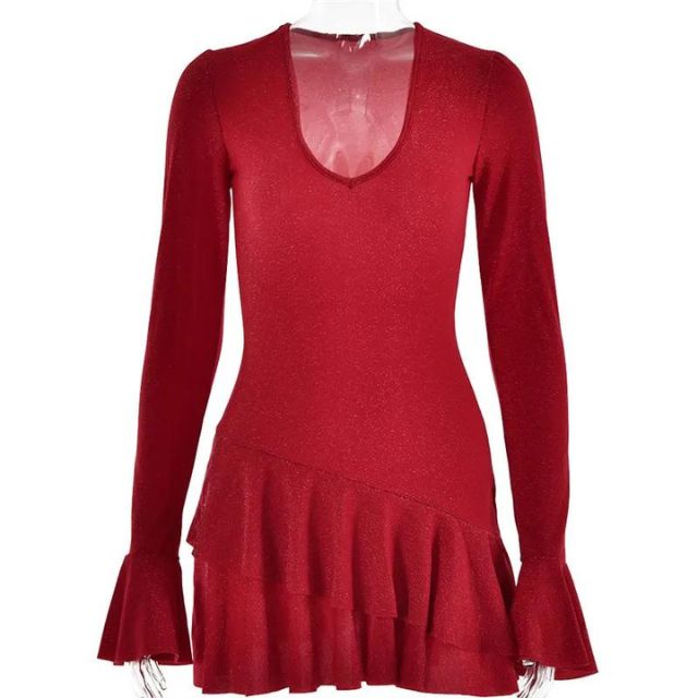 Candice | Mini Shimmer Dress with Flared Sleeves