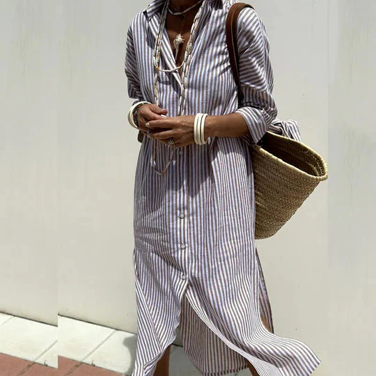 Zina | Abito Camicia A Righe Ampio E Leggero