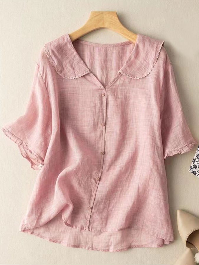 Perla | Korte Elegante Blouse – Retro Stijl En Fijne Details