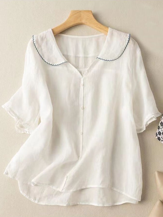 Perla | Cămașă Scurtă Elegantă – Stil Retro și Detalii Delicate 