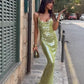 Cendrine | Rochie Strălucitoare Lungă – Bretele Subțiri Și Stil Chic 
