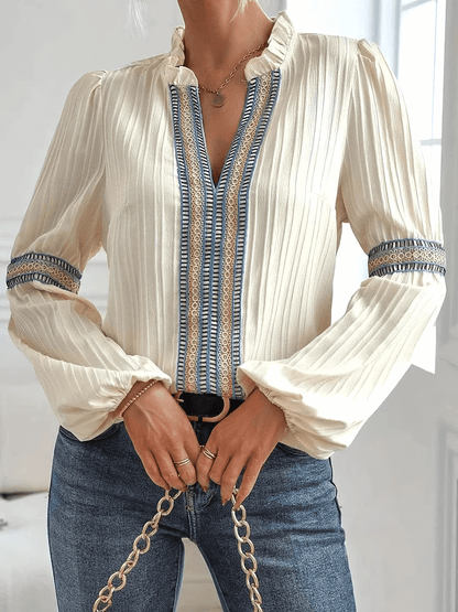 Margaux | Blouse Chic Femme – Col Volanté Et Manches Bouffantes
