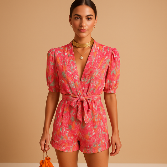 Delphine | Korte Jumpsuit Met Strik - Vrouwelijke Stijl 