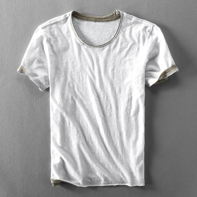 Fabio | T-shirt With Round Neck And Visible Hem Sleeves 