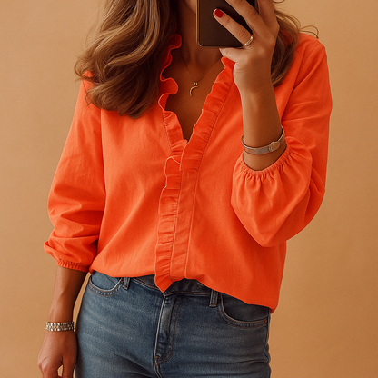 Lina | Blouse Met Volants – Trendy En Vrouwelijk 