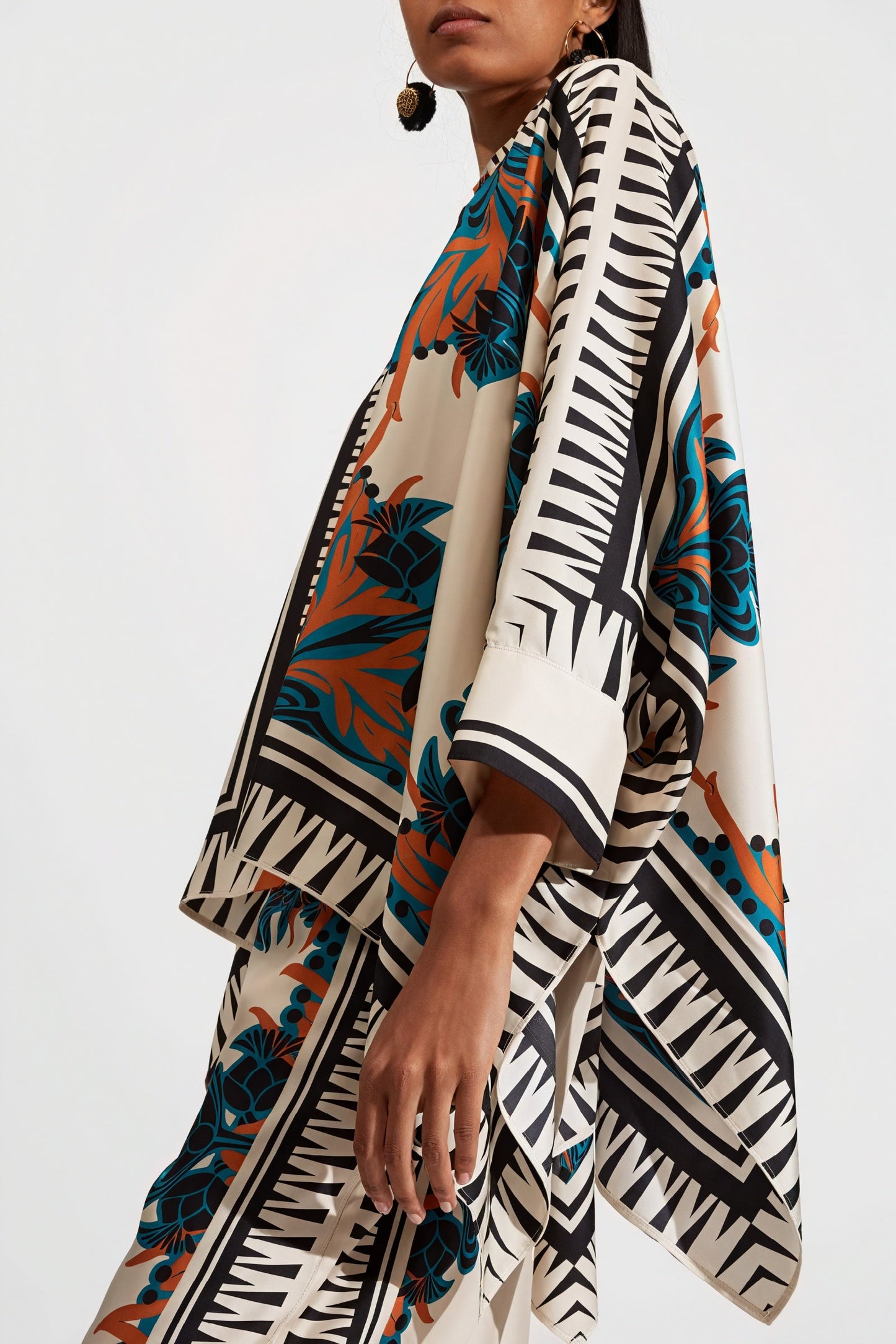 Inaya | Set Kimono – Imprimat Bohémian și Pantalon Larg 