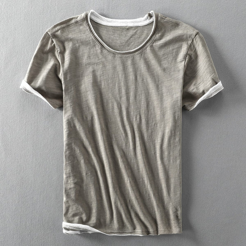 Fabio | T-shirt With Round Neck And Visible Hem Sleeves 