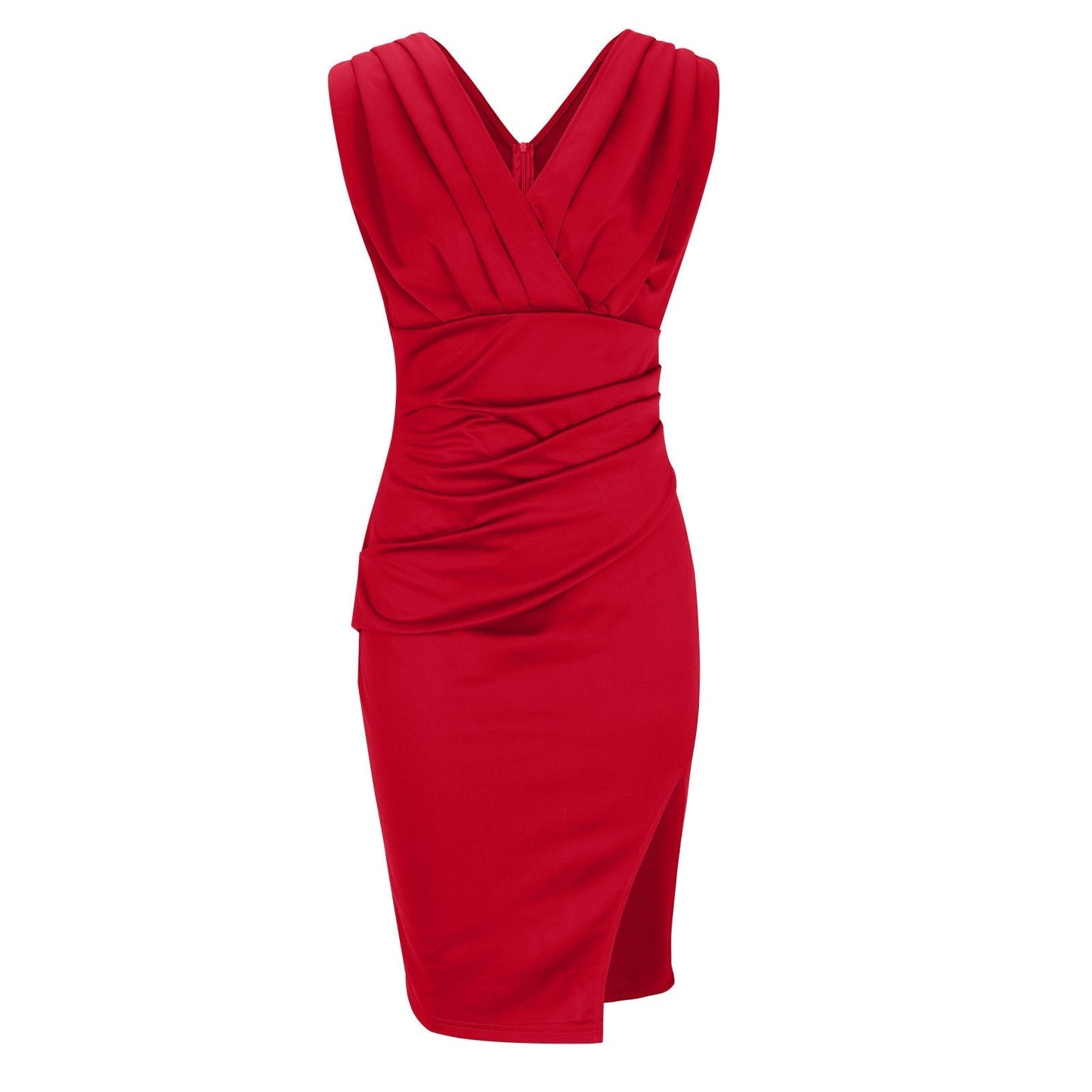 Elora | Rochie Midi Elegantă – Decolteu În V Și Croială Subtil Fendată 